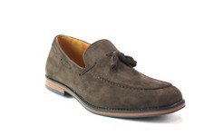 Mens Black Loafers Tassel Shoes Slip On Faux Suede Round Wedding UK Sizes 6-11