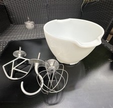 Genuine Vintage Kenwood Chef Large White Glass Mixing Bowl +3 Attachments A701A