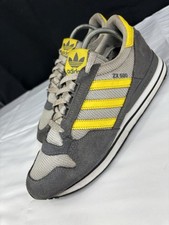 Adidas ZX 500  Trainers Size UK 6 Grey White & Yellow Shoes 👟 Preowned