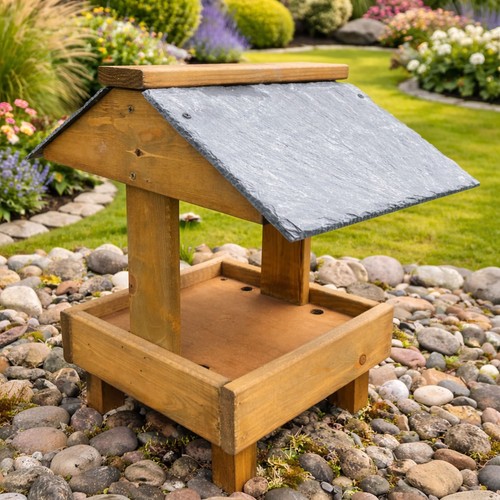Wooden ground bird feeder - bird,