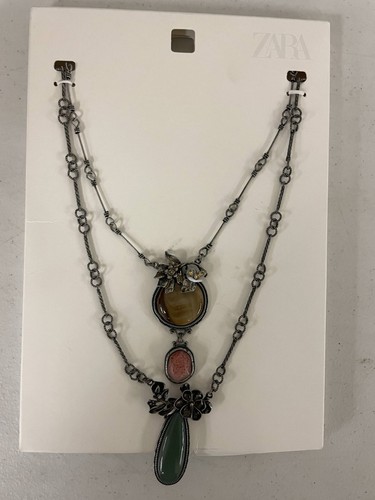 Zara layered necklace floral - zara,