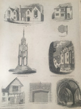 c1860s Print – Historic Homes & Castles incl. Richard III Site – Antique Art UK