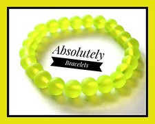Neon Fluorescent Yellow 8mm Beads Bracelet Rave FESTIVAL FROSTED GLASS BOHO