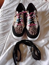Unbranded BNWOT Size 43 UK 8.5 Animal Print & Shine Trainers Elastic & Black...