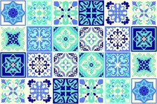 Daliah Blue Turquoise Mediterranean Tile Stickers 15x15cm Set of 24 - 1 Damaged
