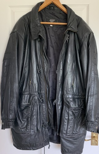 Black leather jacket - black, xl