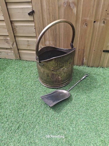 Vintage coal scuttle and - coal,