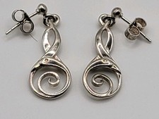 Ola Gorie Kells Birds Sterling Silver Drop Dangle Earrings