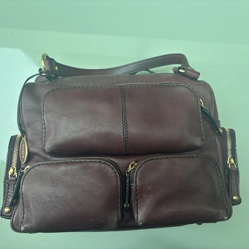 Burgundy tods large handbag - tods,