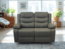 NEW Grey Aire Leather Recliner 2 Seater Sofa Sorrentino