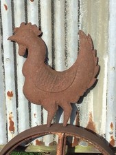 VINTAGE IRON COCKERAL WEATHERVANE TOP / TOPPER, 3D SCULPTURE, RUSTIC FARMHOUSE