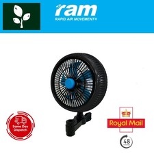 RAM Airflex Clip on Fan 8 Inch 90° oscillating base, 360° rotating grill