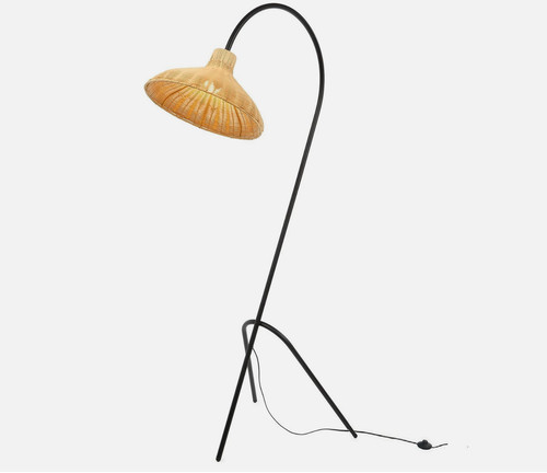 Arched floor lamp with rattan - with,