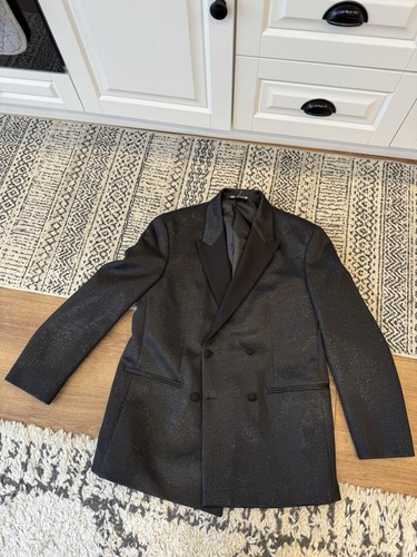 Zara men black sparkle blazer - black,