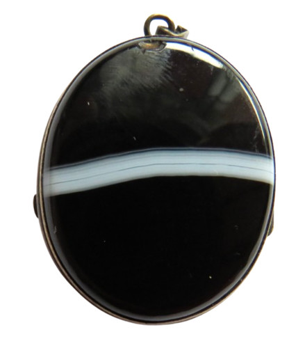 Antique banded agate locket - antique,