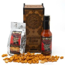 Psycho Juice Dark Arts Gift Set 70% Ghost Pepper Chilli Sauce & Spicy Peanuts