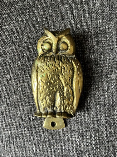Aged brass owl door knocker - brass,