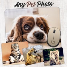 Personalised Your PET PHOTO Mouse Mat Pad Computer NON SLIP Gift Cat Dog Animal