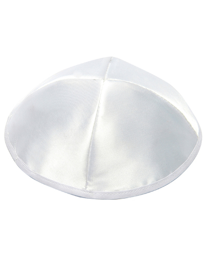 White simple satin yarmulke - white,