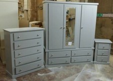 HANDMADE TULIP 3 PIECE BEDROOM SET (GREY) WITH SILVER HANDLES