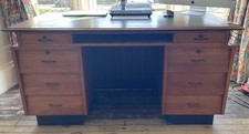 Desk Art Deco c1930s walnut & mahogany or teak? Robertson & Colman Ltd Norwich