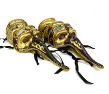 Mens Long Nose Masquerade Mask Music Notes Halloween Black Red Blue Gold Black