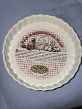 1980s Vintage Ceramic Flan Pie Dish – Ham & Mushroom Recipe Retro Kitchenware
