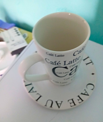 Ceramic coffee cup - coffee, saucer