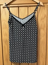 Primark Love To Lounge PJ Vest Top Back & White Print Size S 10/12