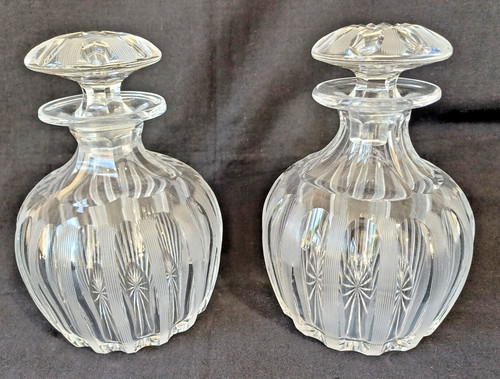 Pair art deco cut - of, glass