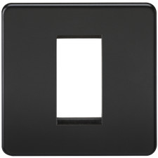 Knightsbridge Screwless 1G Modular Faceplate Matt Black SF1GMB
