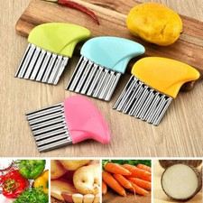 Crinkle Cutter Wavy Vegetable Potato Chip Slicer Knife Stainless Steel Tool
