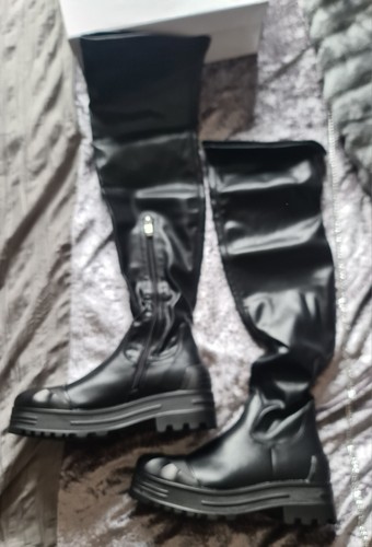 Thigh length chunky boots - length,