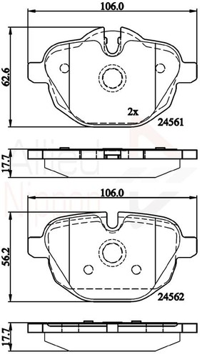 Brake pad set for - brake, disc