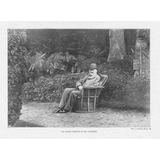 WILLIAM GLADSTONE in his Garden - Antique Print 1897