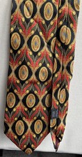 Mens Jose Piscador 100% Silk Black Gold Multi Geometric Vintage Patterned Tie