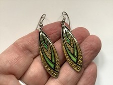 Vintage Enamel Gold Green
