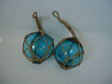 2 X Turquoise Glass Fishing Boat Net Float 135 MM /Buoys /Bathroom Floats Garden