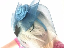 Blue Turquoise Feather Fascinator Wedding Party Prom Hat Race Ascot Head Band