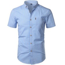 Mens Short Sleeve Plaid Shirt