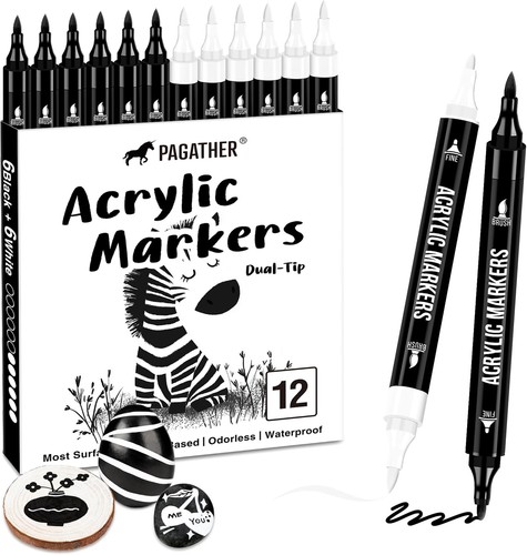 Black and white acrylic paint - and,