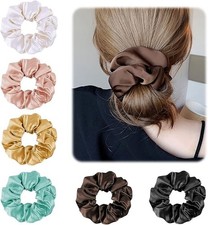 6 Pack Silk Hair Scrunchies for Women Girls, 100% Mulberry Silk Hair Ties