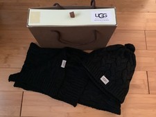 UGG Black Cable Knit Scarf &