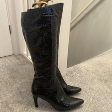 Hobbs black Italian Leather patent knee high boots size 6.5 EU 39.5 US 8.5