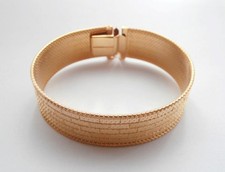 BN Vintage 1970's 18ct Gold Plated Metal Mesh Bracelet w/ Textured Brick Design