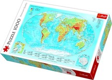 Trefl 1000 Piece Adult Large Physical Map Of The World Jigsaw Puzzle NEW