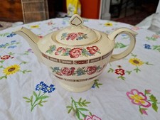 Vintage Cream Newhall Hanley England Nirvana Shape Pink Roses Teapot Vgc