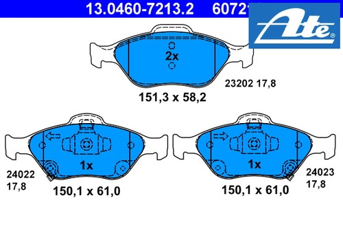 Front brake pad set disc - front,