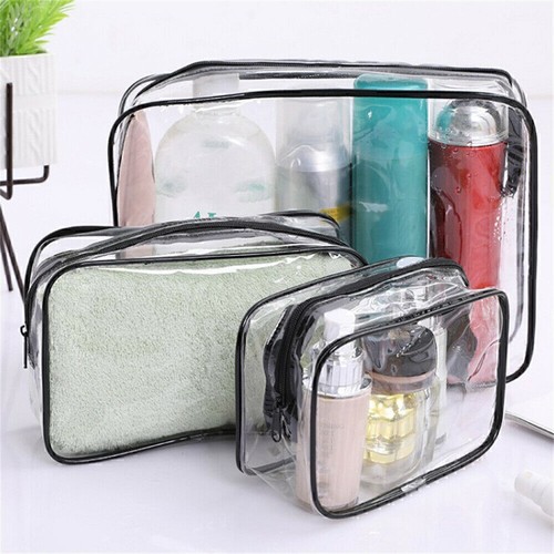 3pc transparent travel bag - transparent,