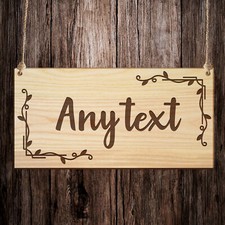 Personalised Hanging Sign Plaque Engraved Floral Door Garden Yard Sign Any Text